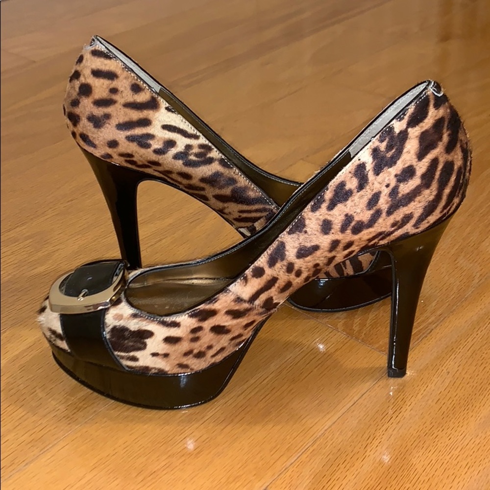 Nine West Cheetah Fur High Heels with Buckle Front